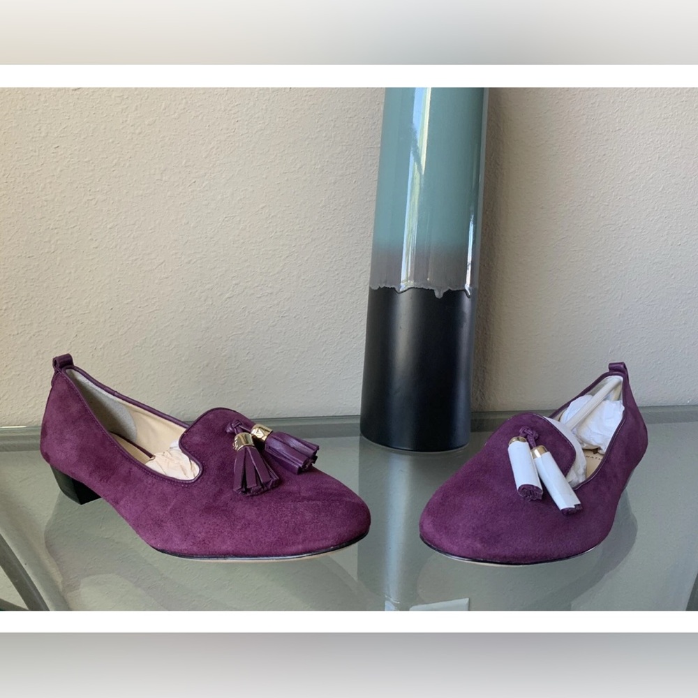 Vero Cuoio Deep Purple Suede Loafers with Tassels Sz 6M - Picture 7 of 9